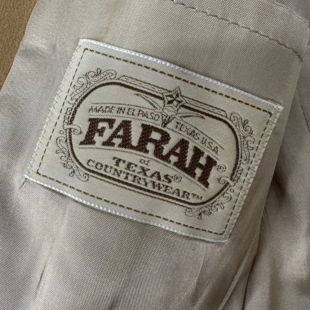 Farah Sport Coat‎ Tan Western Yoke Faux Suede Two Button / Mens 40R